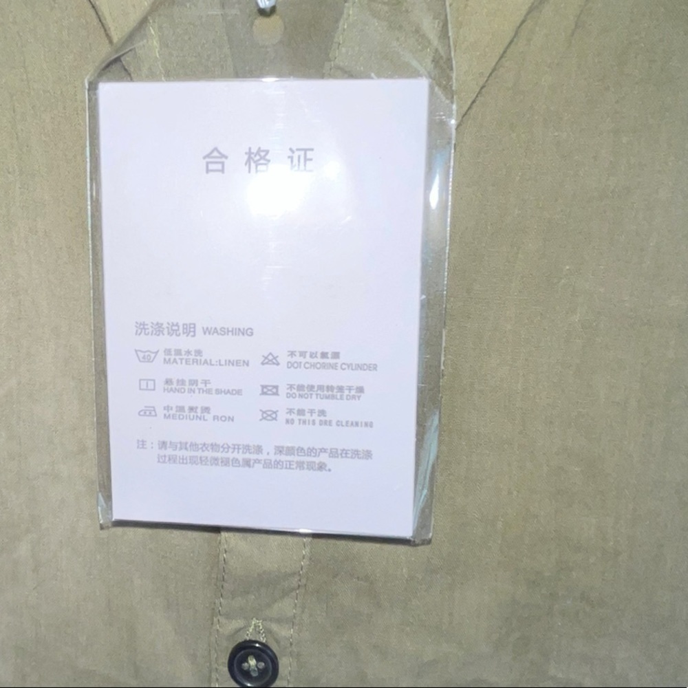 NWT-Cesnleoik Green Linen Button Down Shirt - Picture 6 of 8